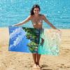 Anime Style Tropical Island Print Beach Towel Quick Dry Super Absorbent Lightweight For Summer Vacation