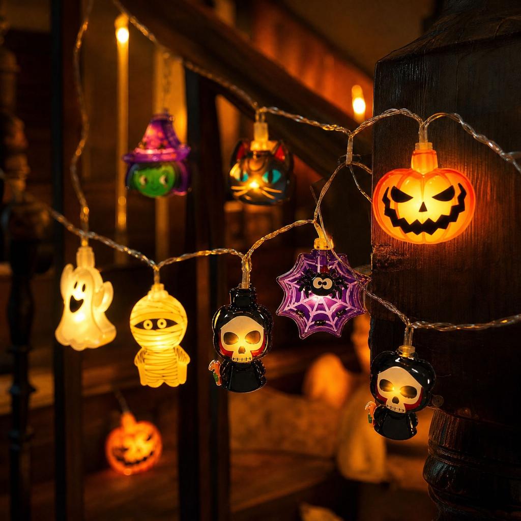 Halloween Pumpkin and String Lights for Indoor Outdoor Party and Home Decor
