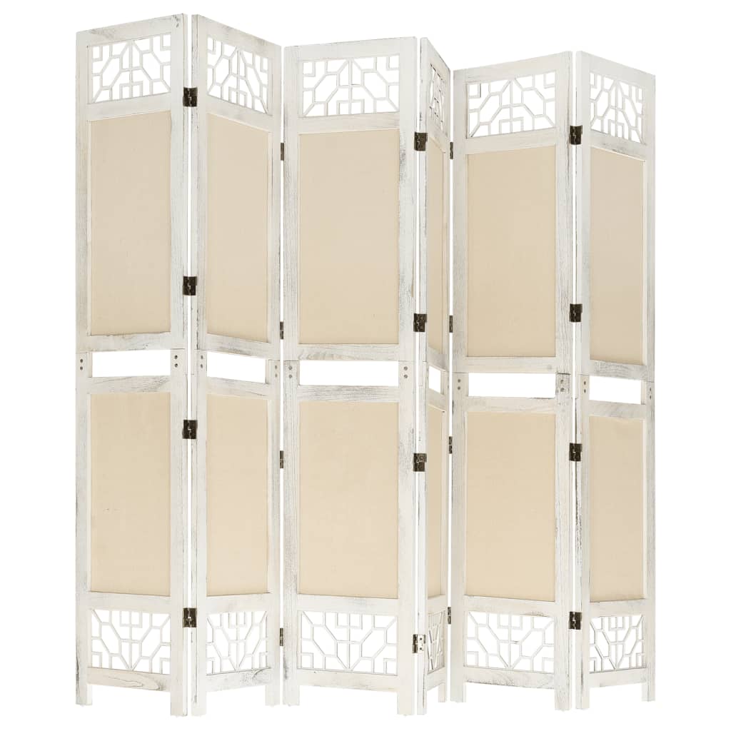 Vidaxl 6-Panel Room Divider, Cream, 210 X 165 Cm, Fabric