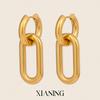 Minimalist Geometric Double Ring 18K Gold-Plated Stainless Steel Earrings by Xia Ling Design
