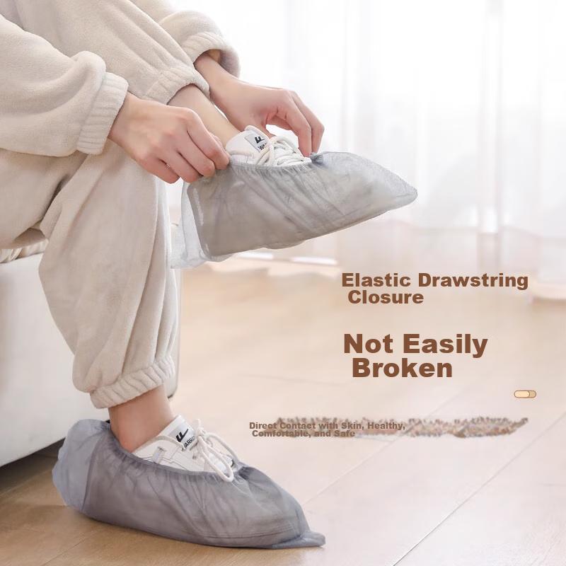 Non-Woven Large Shoe Covers, Waterproof, Disposable, Dust-Proof, Breathable, Indoor Foot Covers, Thickened, 100 Pieces