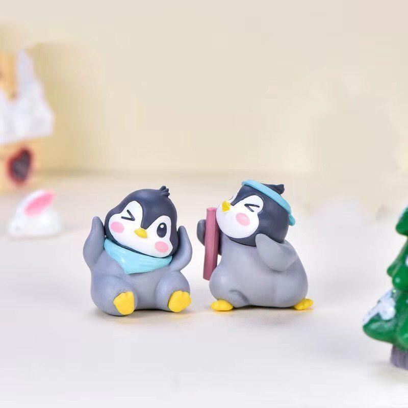 6Pcs Cartoon Cute Animal Penguin Miniatures Mini Figures DIY Fairy Garden Decoration Moss Terrarium Micro Landscape