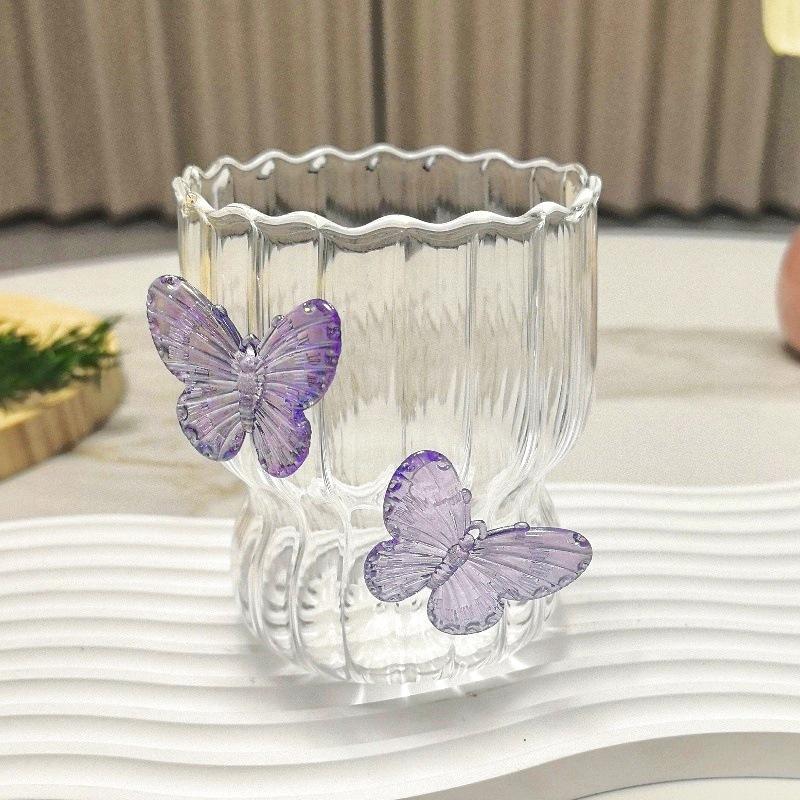 Butterfly Elegance Glass Tea Cup Coffee Mug with Floral Design Gift For Women Valentine’s Day & Mother’s Day