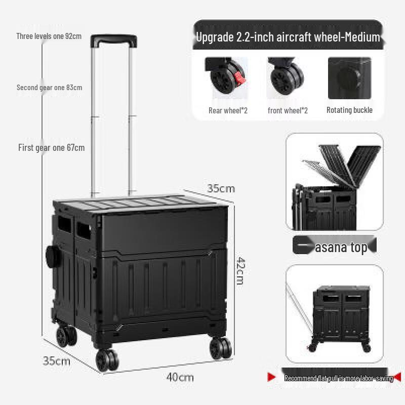 Handun Foldable Shopping Cart with Aircraft Wheels