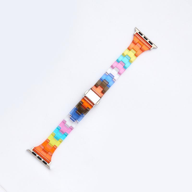 Compatible Apple Watch Transparent Rainbow Resin Strap for Series 5/6/7/8/SE.