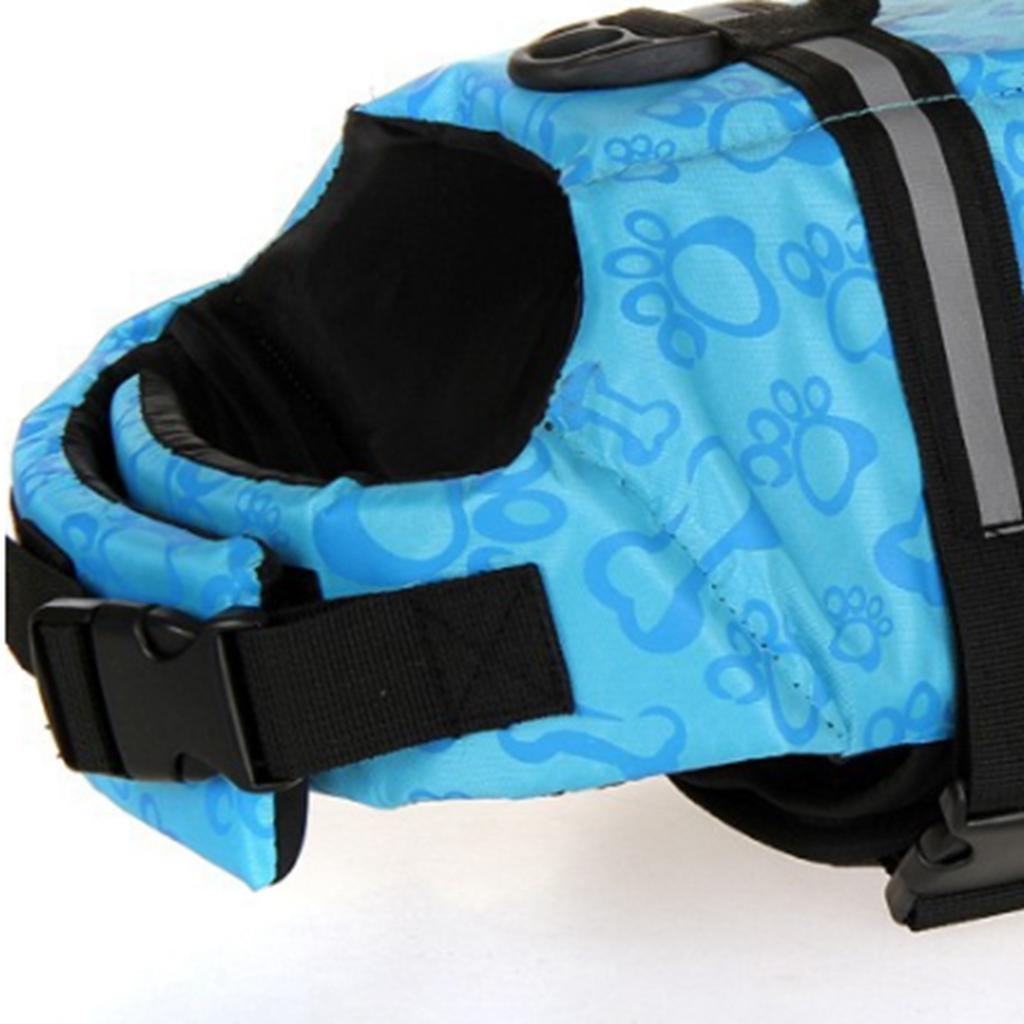 Dog Life Jacket Blue Bone Pattern Reflective Pet Dog Lifesaver Flotation Vest for Boating Swimming M Size