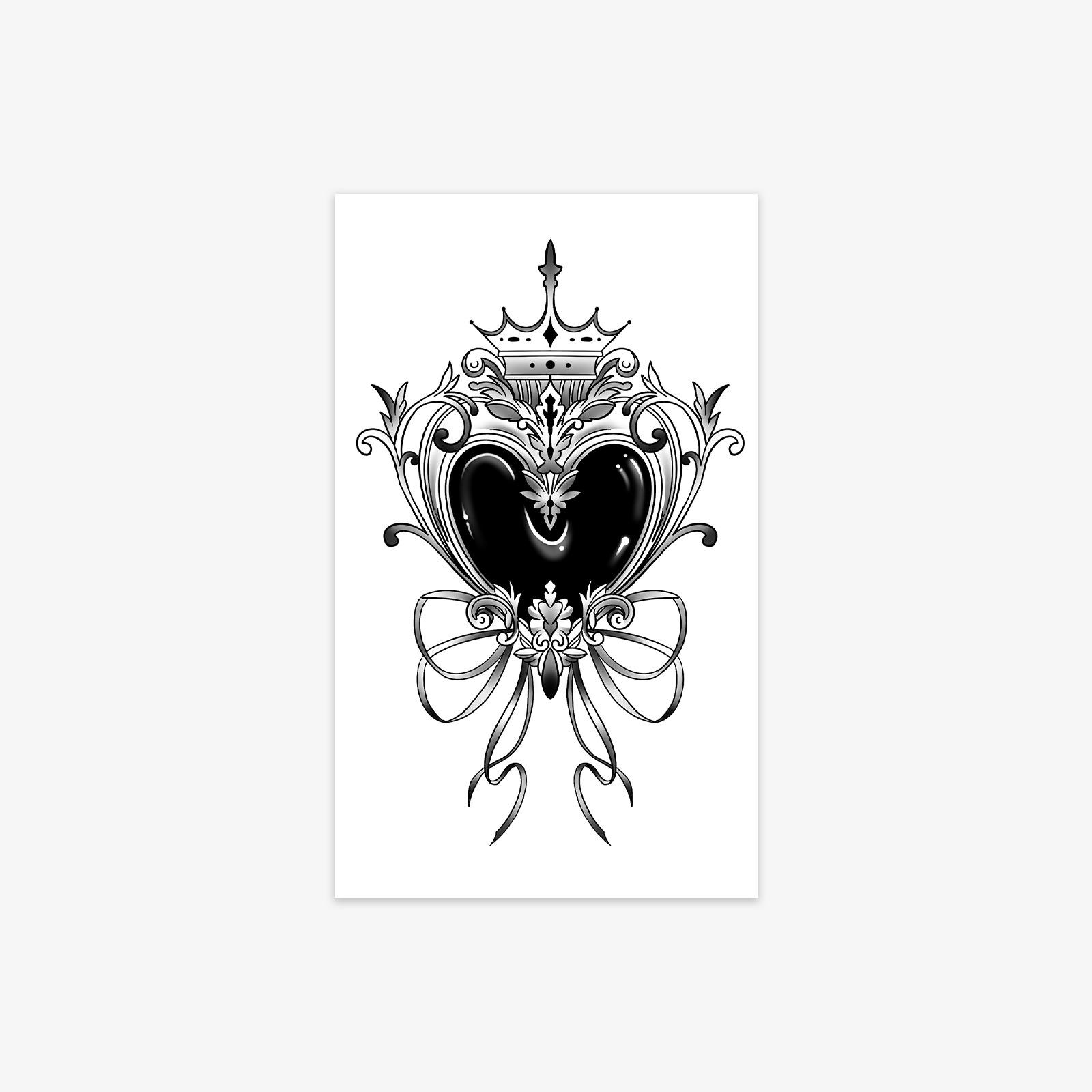 Simple Personality Y2K Dark Personality Hottie Crown Love Bow Totem Tattoo Sticker 9*15CM