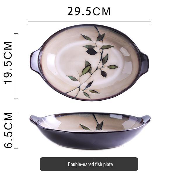 Bairun Ceramic American-Style Bowls & Plates Set - INS Style, Underglaze Color, Ideal Housewarming Gift & Tableware for Dinner or Noodles.