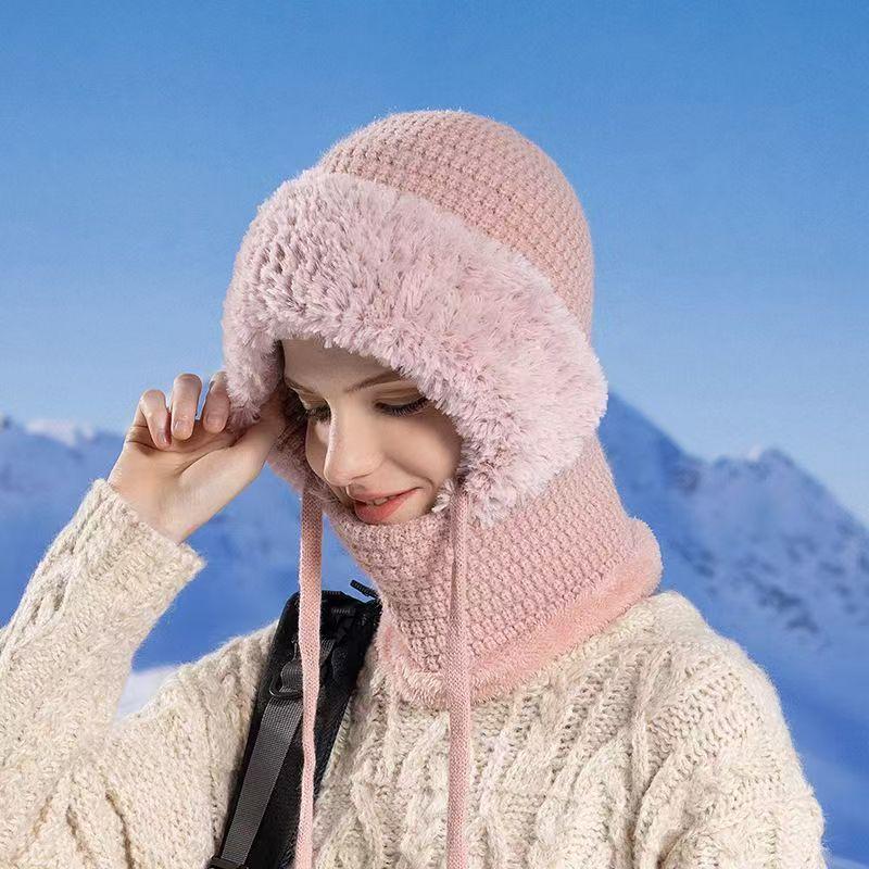 Knitted wool hat autumn and winter ear protection warm versatile face small ski hat new
