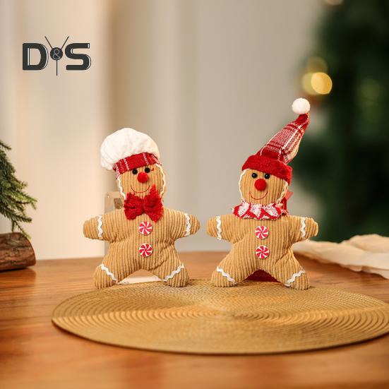 1/2Pcs Christmas Gingerbread Man Doll Plush Stuffed Doll Toy Gingerbread Pendant Christmas Tree Hanging Decorations for Fireplace Display