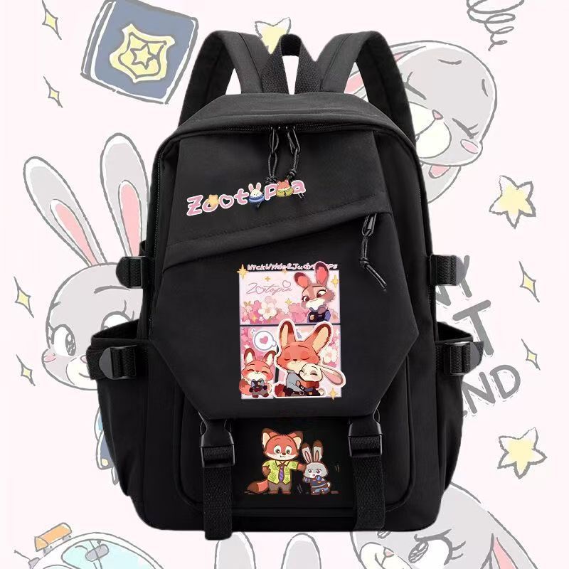 Crazy Animal City Animation Peripheral Judy Nick Fox Elementary School Bag Men'S And Women'S Casual Large Capacity Backpack
