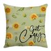 Spring and Summer New Home Sofa Cushion Plant Flower Pillow Letter Printing Heat Transfer Linen Nordic