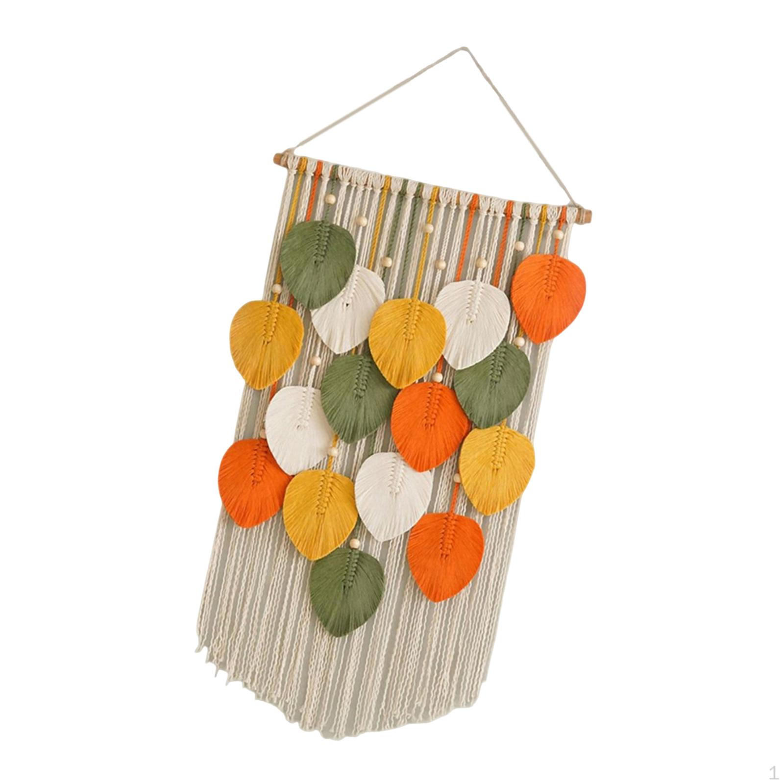

Boho Leaf Hanging Bohemian Tapestry Wall Decor Leaves Macrame Backdrop Nursery Living