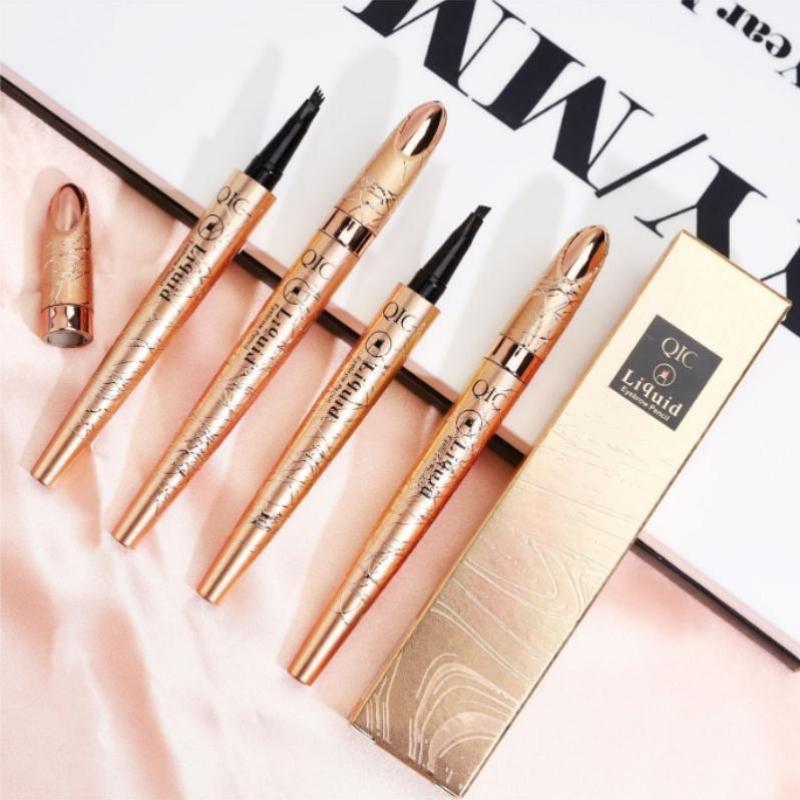 Firehovedet Øjenbrynspen Pigehoved Makeup Øjenbryn Mat Øjenbrynspen Vandtæt Tatoveringspen Gaffelspids Blyant Til Kvinder Fin Flydende Øjenbryn
