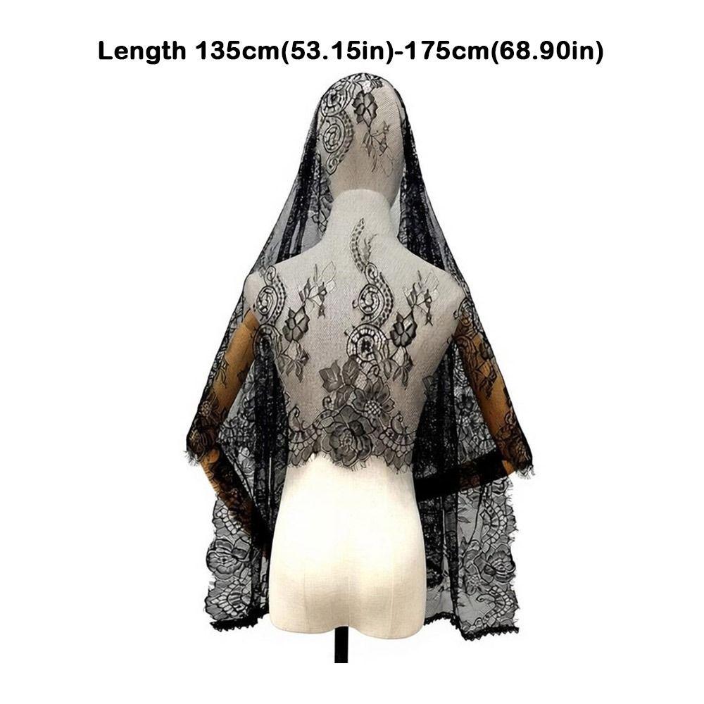Gift Lace Trim Bridal Headscarf Vintage Flower Women Shawl Breathable Mandira Veil