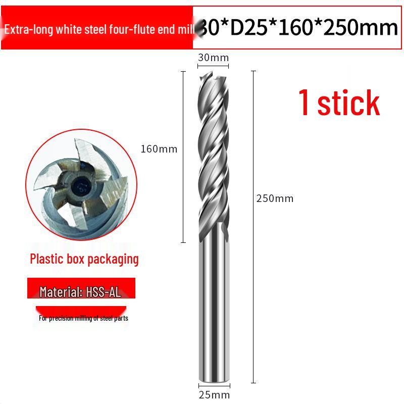 615 Aluminum Alloy CNC Tool: High-Speed Steel 4-Flute Extended End Mill with 3-Flute Milling Cutter