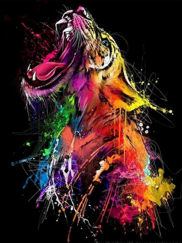 Ölgemälde Wilder Tiger Persönlichkeit DIY Vollbohrer Diamant dekorative Malerei