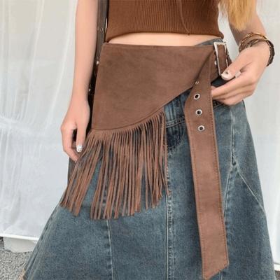 Cinturón de cintura con flecos estilo vaquero Triángulo Cortina para trasero Moda Minifaldas Cinturón para Vestido