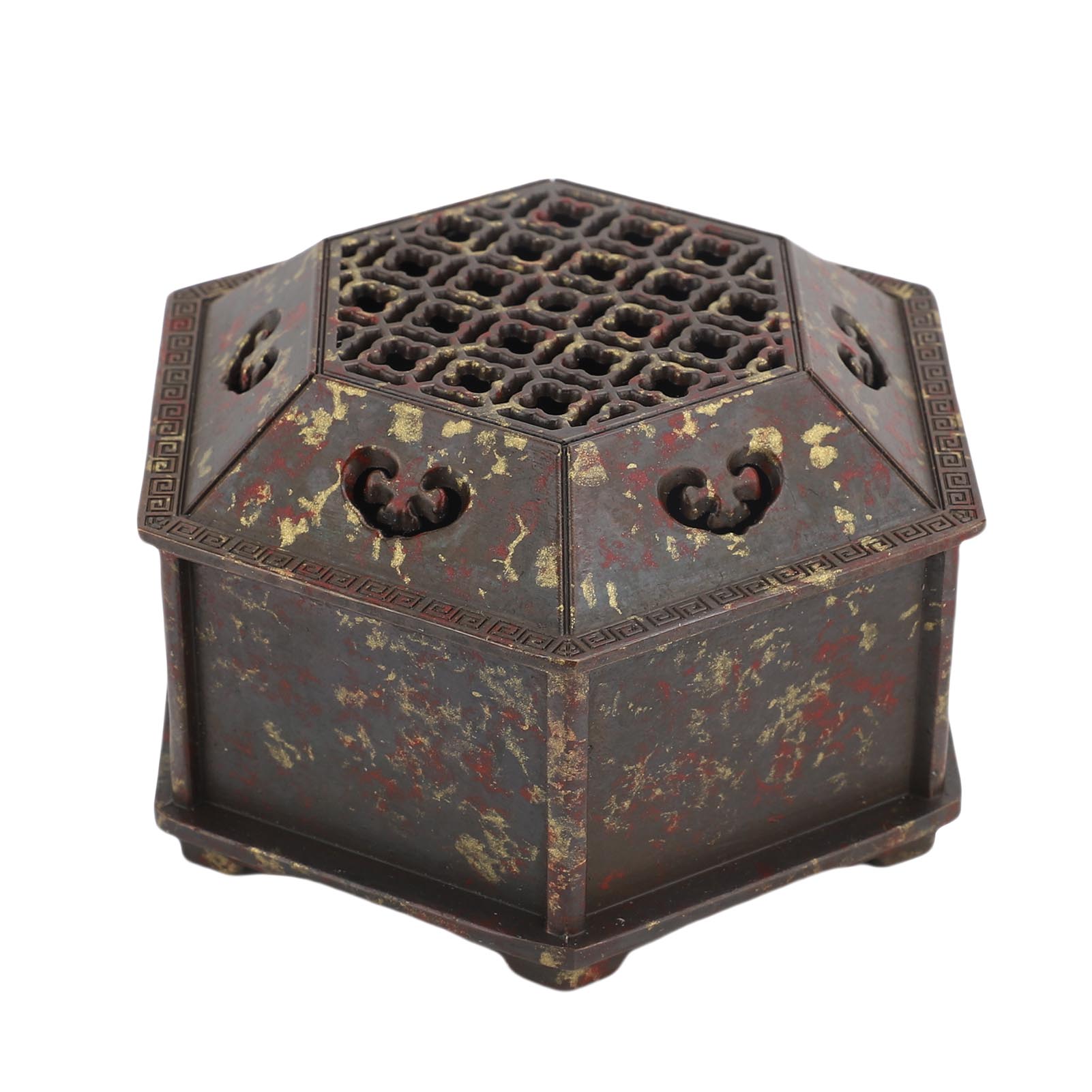 

Винтажная подставка для благовоний с гравировкой, шестиугольная коробка для сжигания благовоний для конусов и палочек