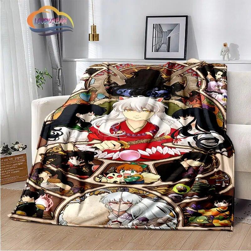 Caricature Inuyasha Fashion Blanket Sesshoumaru Flannel Warm  Portable Super Soft Children  Girls Gift