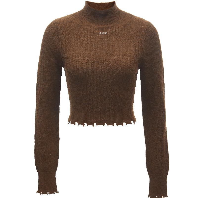 

ONLY 2024 Women s High-Neck Slim-Fit Short Knit Sweater M