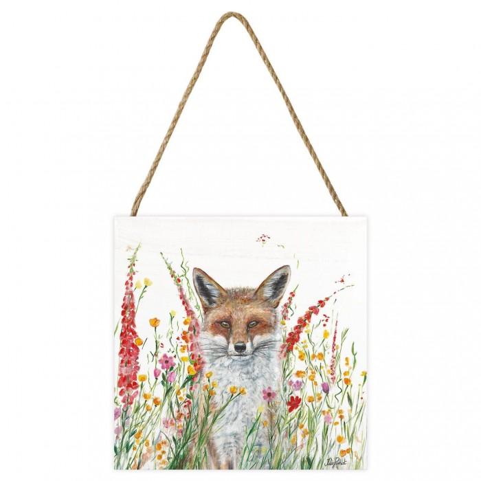 Julia Pankhurst Fox In Flowers Wooden Plaque