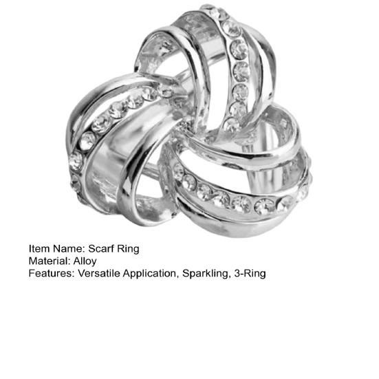Rhinestone Scarf Ring 3-Ring Scarf Clip Ring Sparkly Elegant Scarf Holder Ring for Women Shawls Neckerchiefs Silk Scarves