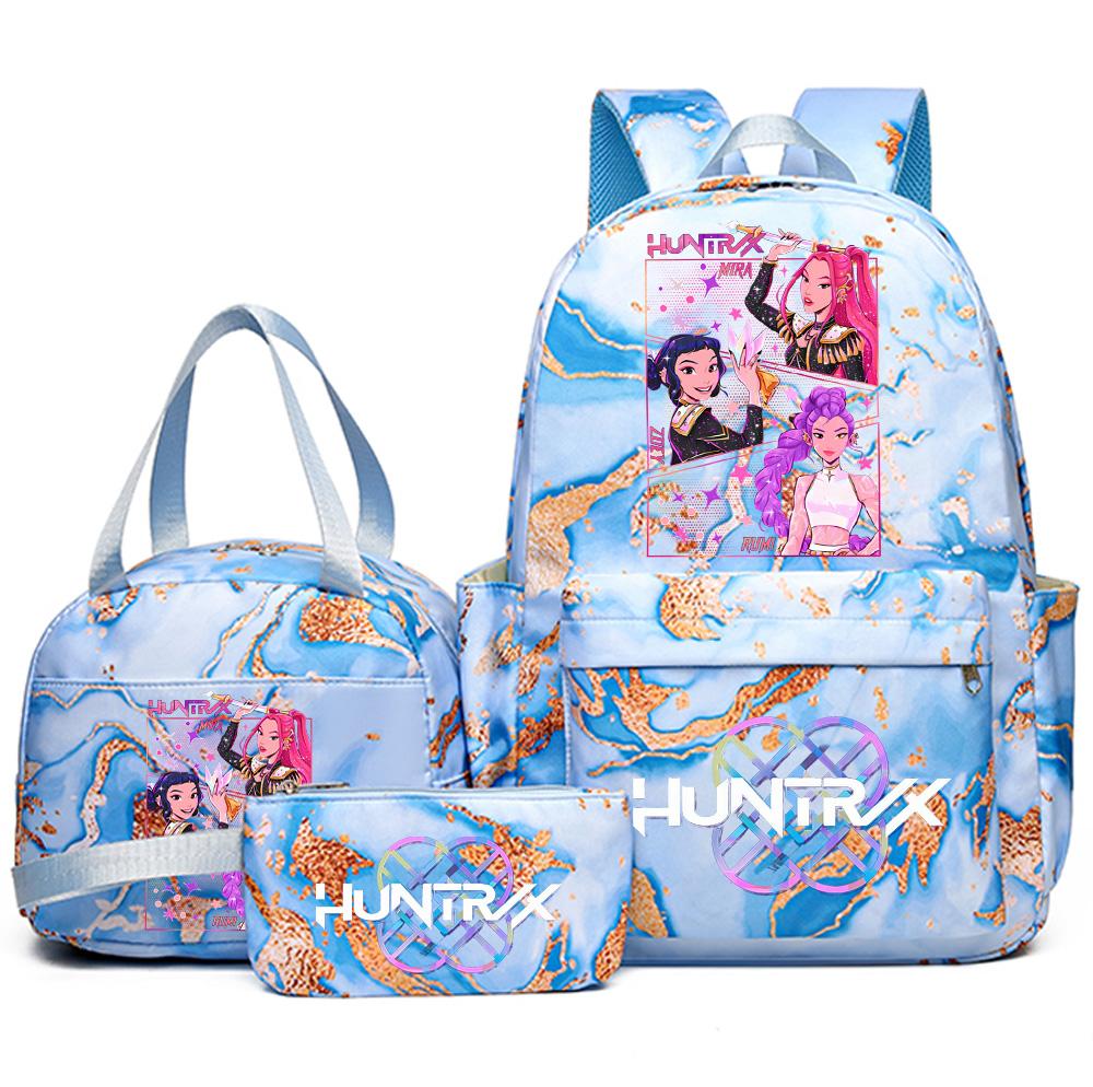3Pcs/set Anime Demon Hunters Printed Backpack Handbag Pencil Case for Teenager Student Bookbag Schoolbag Women Large Capacity Waterproof Bag