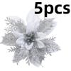 10/5pcs Sparking Christmas Flowers Artificial Plastic Xmas Tree Flower Ornament 5.5inch DIY Home Crafting Holiday Decoration