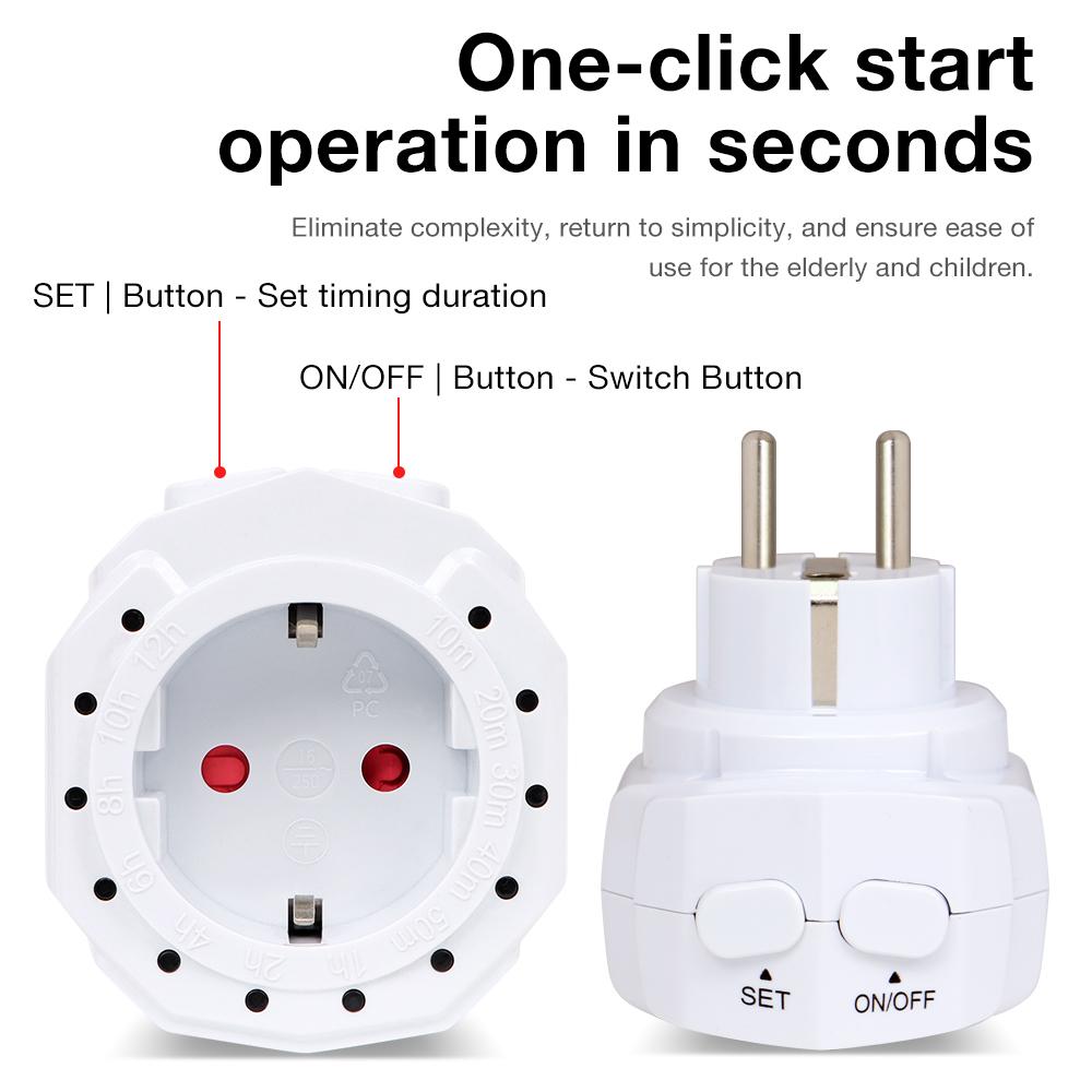10min-12h Countdown Timer Socket AC230V EU Plug Timer Switch Mechanical Countdown Switch Outlet Charging Protector for Indoor