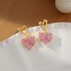 Fashion super flash crystal love stud earrings women's summer ins temperament cold wind small exquisite earrings new