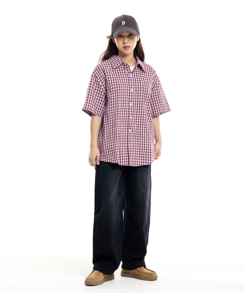 CREAM SODA LAB Front Catbrush Washed Cotton Elastic Waist Pants Black