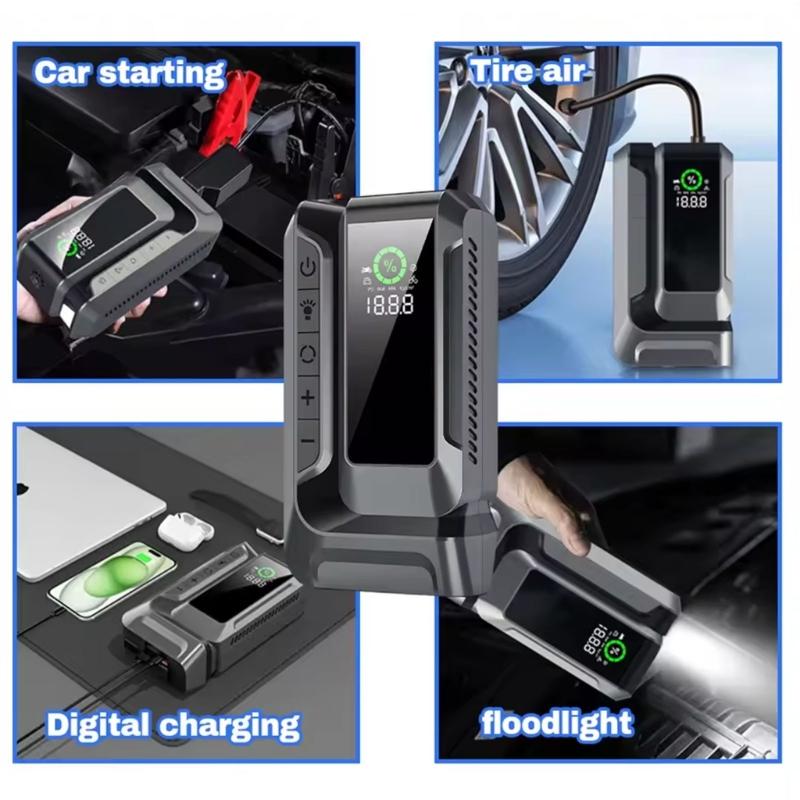 Compact Emergency Car Battery Booster And Air Compressor Tire Inflator With 35L/Min Inflation Rate For Roadside Assistance