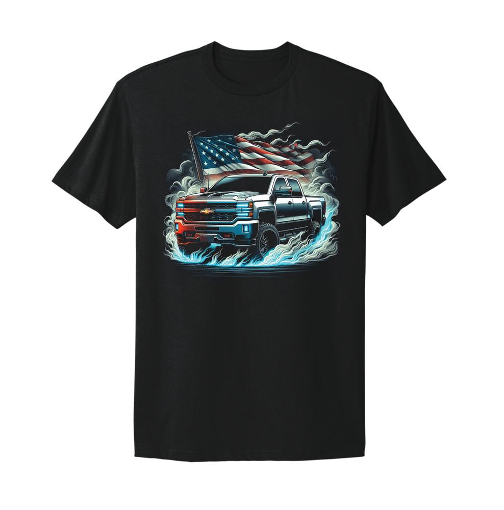 Chevrolet Chevy Silverado Truck American Flag T-Shirt Unisex T-Shirt
