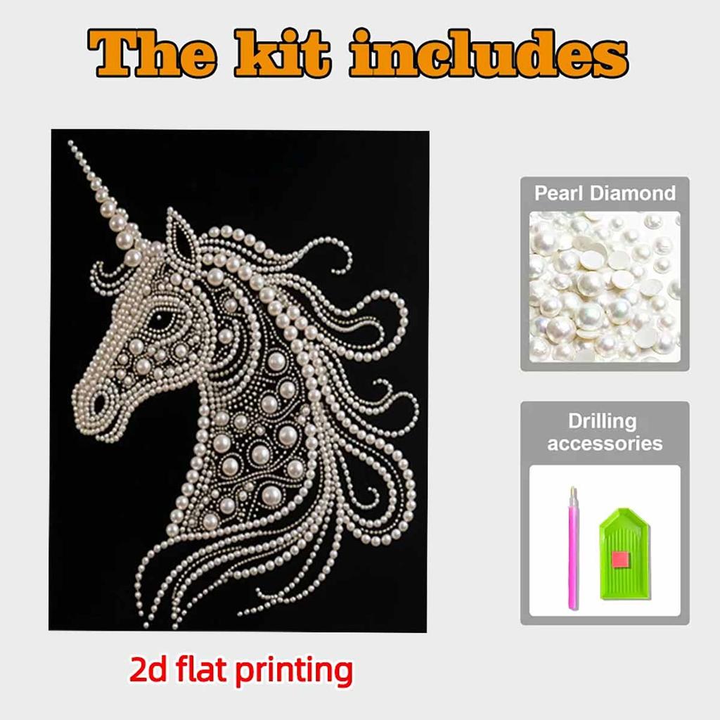 Crystal Pearl Painting 5D DIY Frame Decoration Painting White Horse Home Wall Decoration Transparent Pearl Gemstone Painting Picture Art Crafts