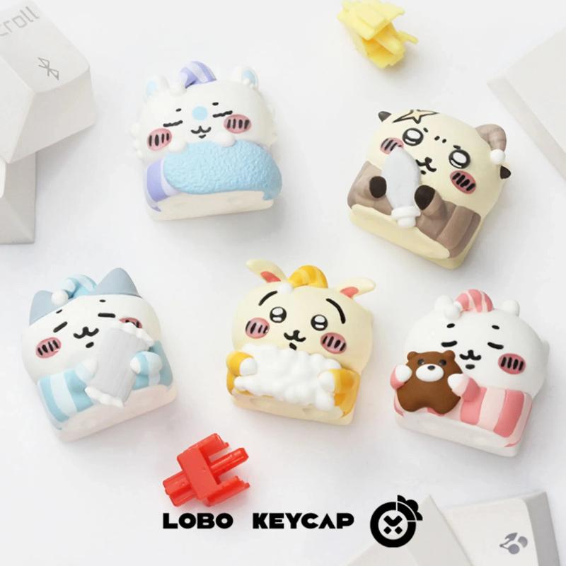 Cute Chiikawa Usagi Hachiware Pajama Style Resin Keycap Cartoon Anime ESC Keycap 3D Model Toy Mechanical Keyboard Decor Gifts