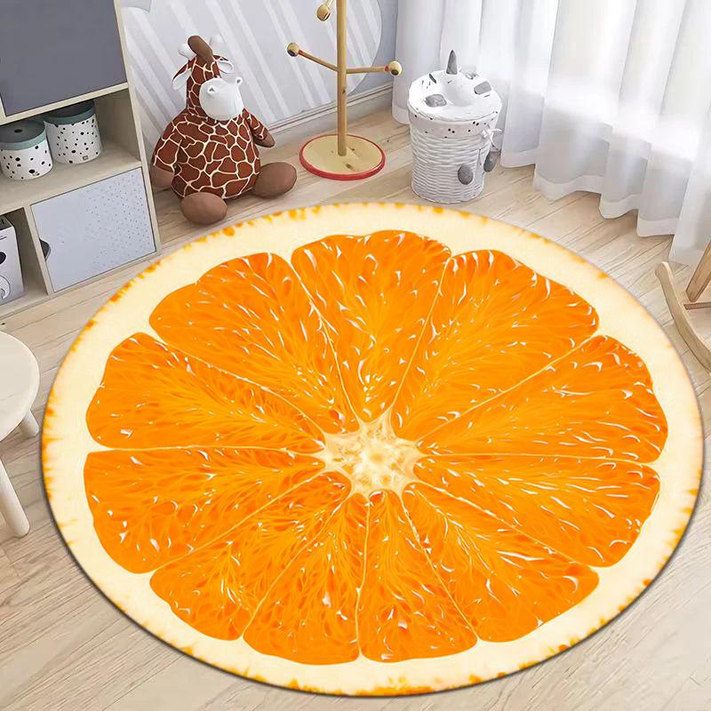 1Pc Food Theme Printed Circular Carpet, Home Door Mat, Outdoor Travel Protection Carpet A6