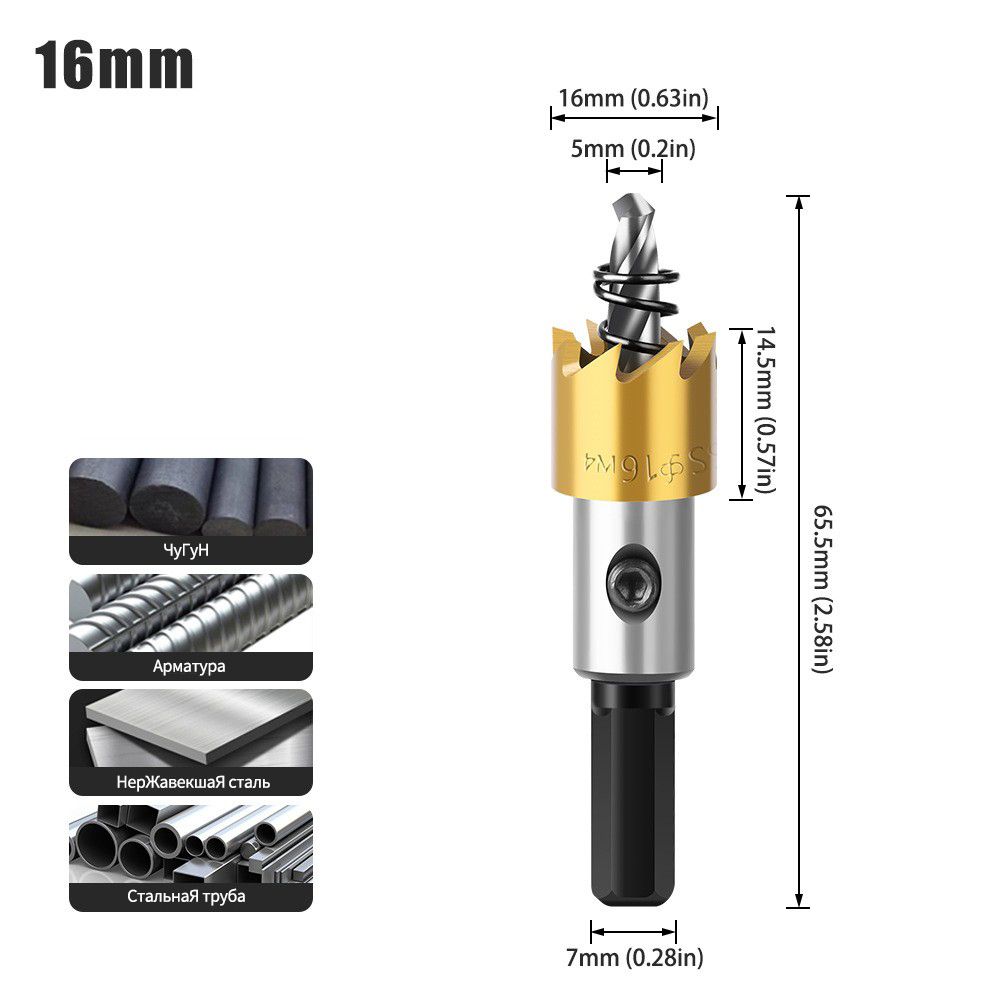 

Cobalt Titanium Coated Hole Saw Kit – High-Speed Steel Opening Tool for Metal, Stainless Steel, Aluminum & Iron Sheet