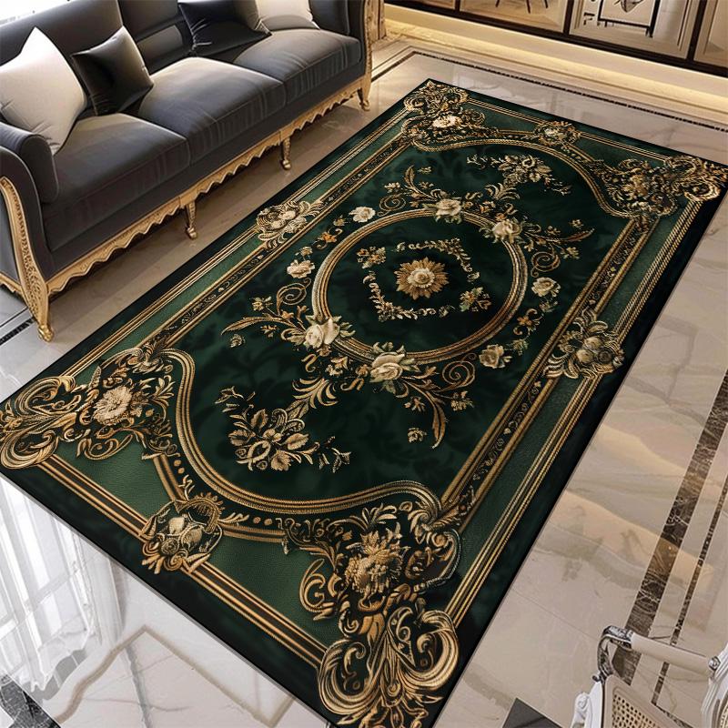 European Style Flower Pattern Carpet Living Room Retro Decoration Rugs for Bedroom Large Area Non-slip Mat Easy Clean Washable