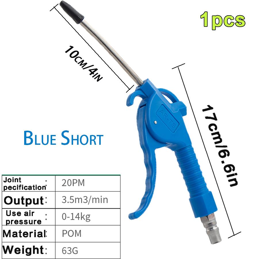 Air Blow Gun with 4" and 10.2" Long Angled Nozzle, Long Reach Industrial Air Blow Gun, Pneumatic Air Compressor Cleaning Tool
