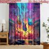 2D Flat Printing 2pcs Curtain Curtains Rock Guitars with Fire Digital Printed Polyester Drapes Family Party Use for Living Room