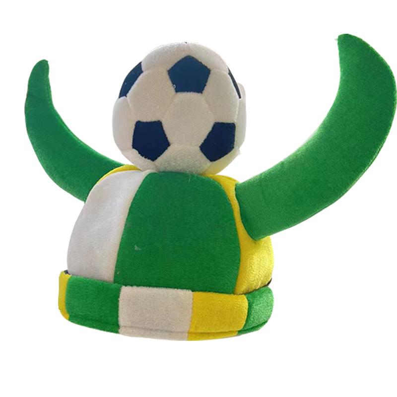 World Cup football hat, cheering props, bull head, festival celebration, party hat, football hat, carnival green horn football cap