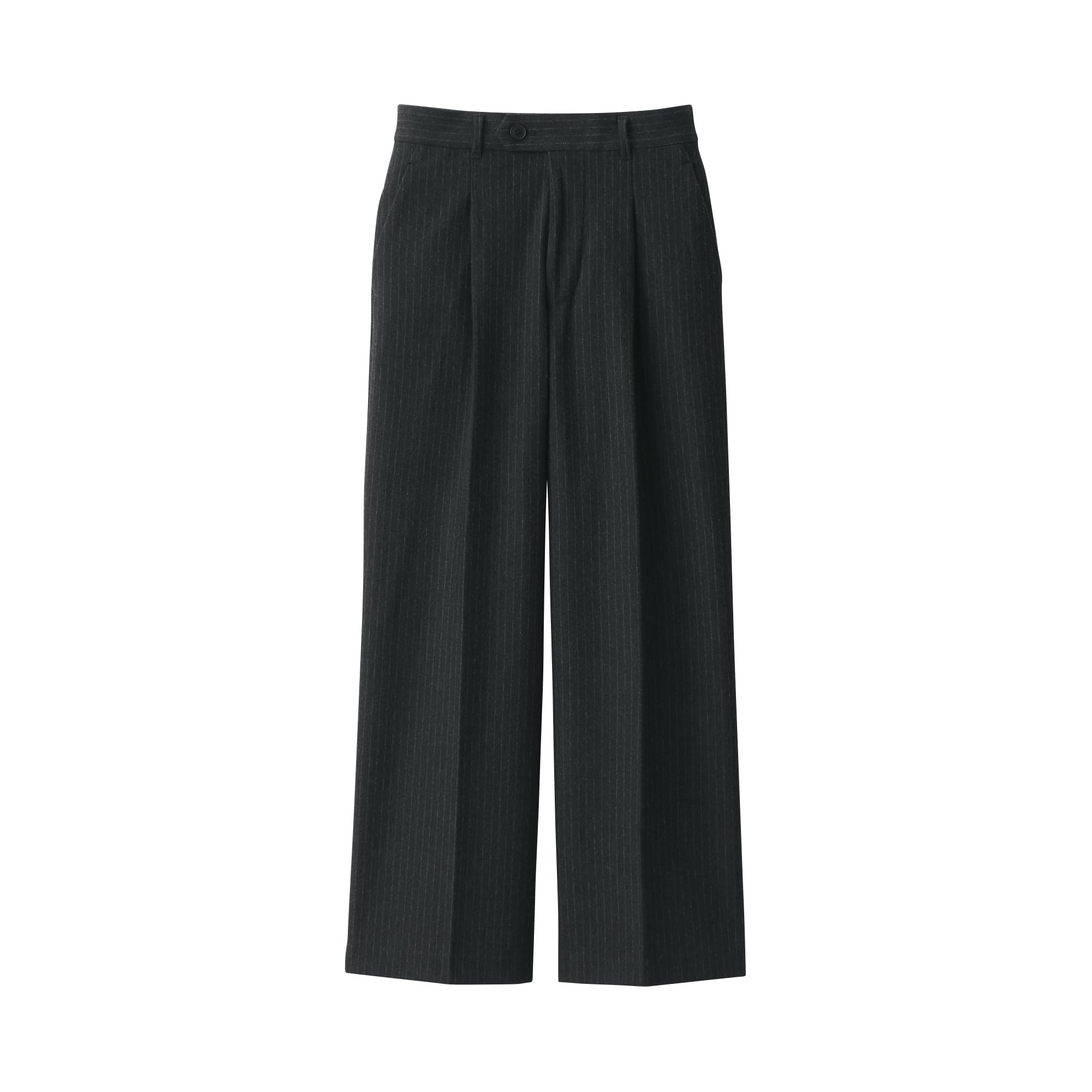 

MUJI Women s Stretch Brushed Tuck Wide Pants Women s BE1TBA4A Black Stripe Women s S