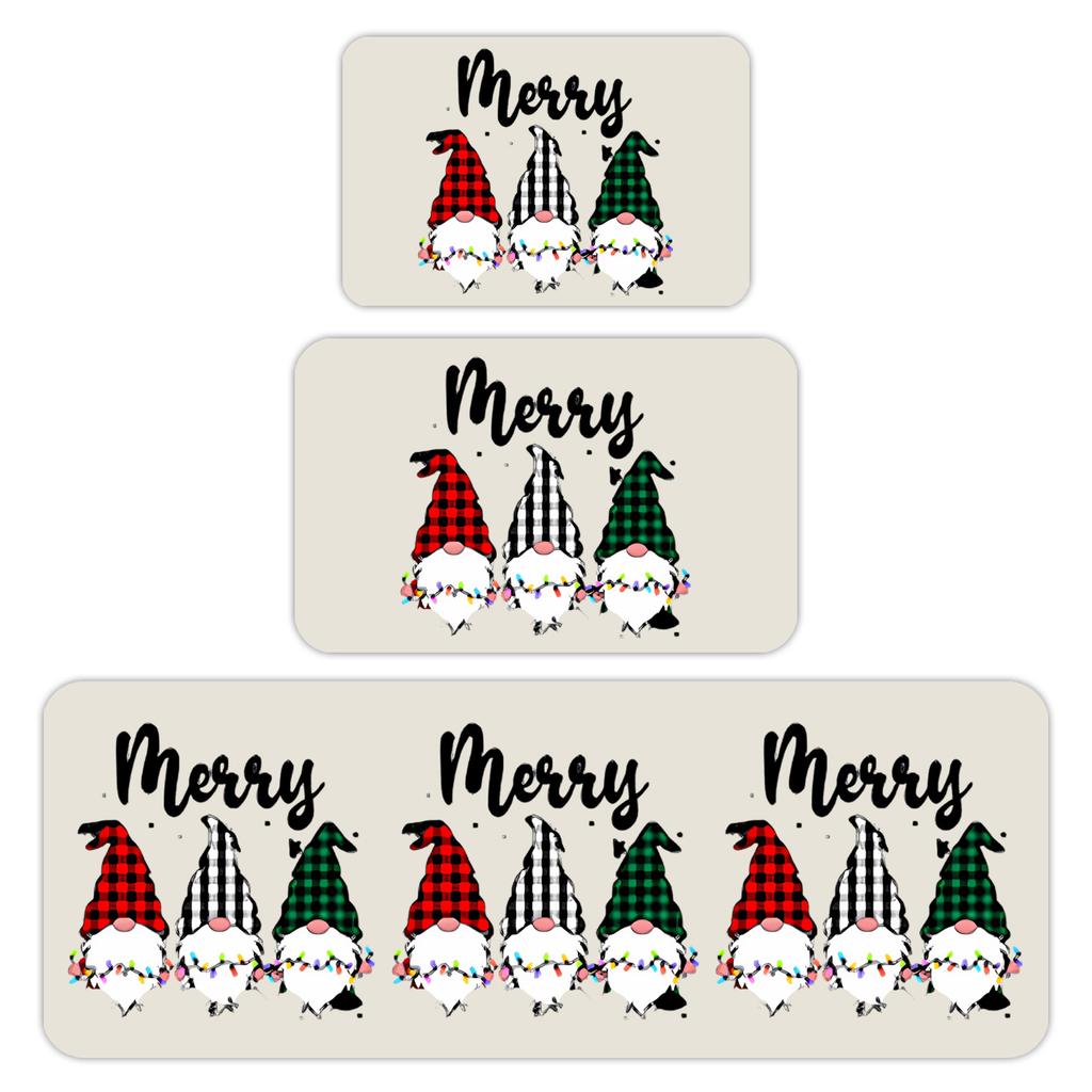 Christmas Kitchen Anti-slip Mat Carpet Flannel Doormat Two-piece Set