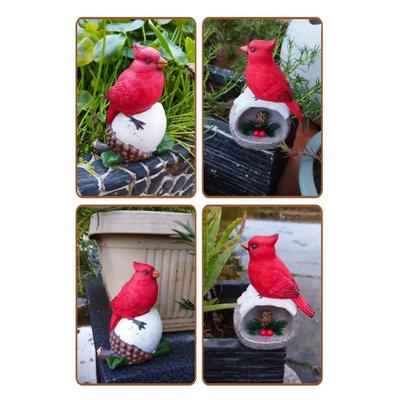 Weather-resistant Bird Decoration Christmas Bird Decoration Festive Bird Figurine with Pinecone Berry for Outdoor for Garden