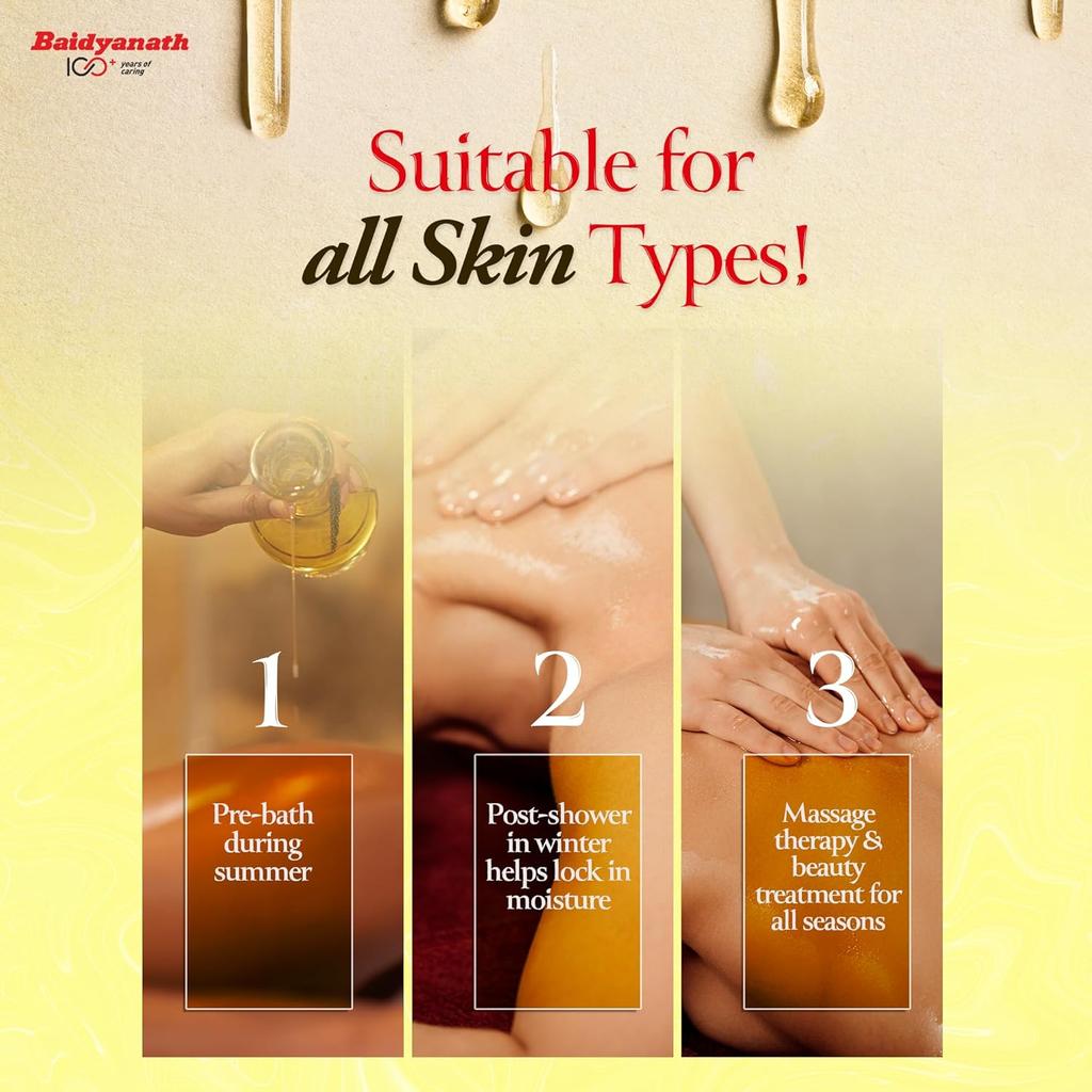 Baidyanath Feuchtigkeitsspendendes Nährendes Körperöl 500 ml 1er-Pack für Tiefe Hydratation Hauttonisierung Ausstrahlung