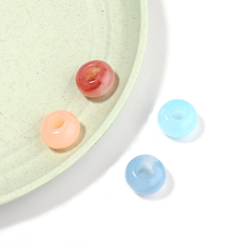 50pcs/lot Colorful Round Acrylic Beads Big Hole Loose Spacer Beads For Jewelry Making DIY Necklaces Bracelets Accessories