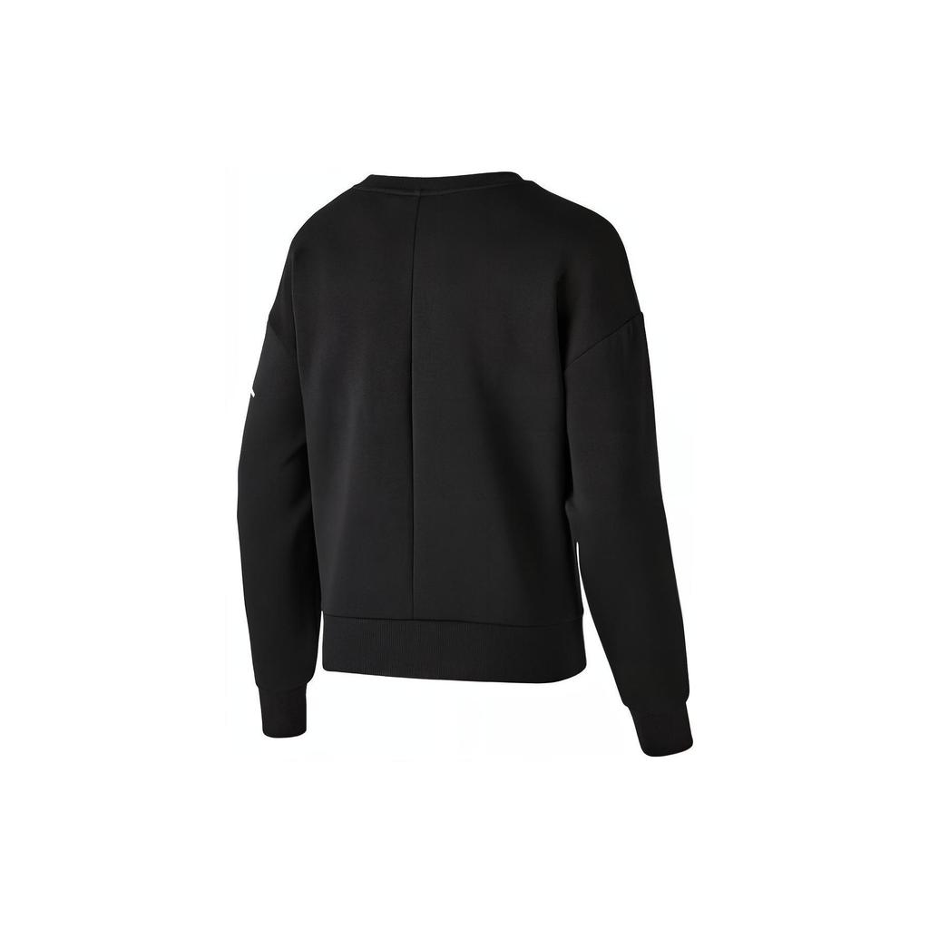 Skechers Solid Color Round Neck Pullover Knitted Sweatshirt Women sweatshirt Carbon-Black P124W004-0018