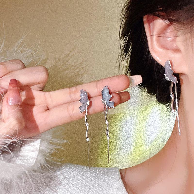 Boucles d'oreilles pendantes papillon haut de gamme en argent S925 pour femmes