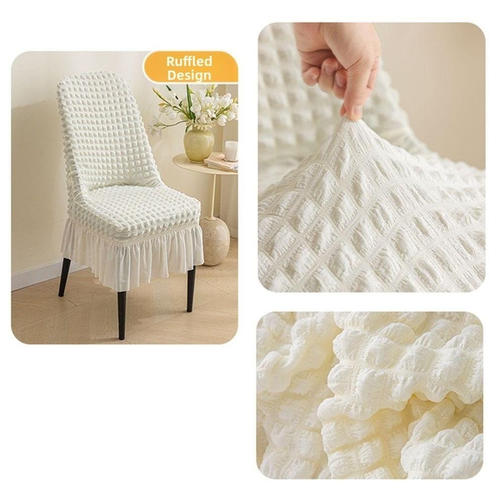 Breathable Elastic Chair Cover Wrinkled Fabric Full Wrap Stool Cover Dining Chair Cover Kitchen